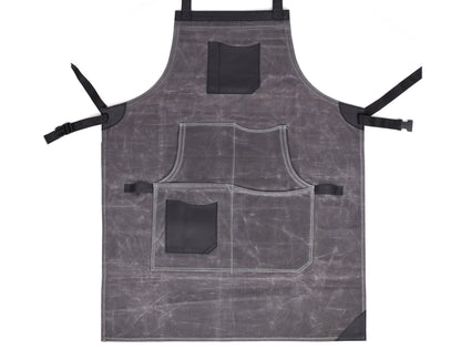 Arucas Leather Canvas Apron - Stress Grey - www.Shopthatapp.com