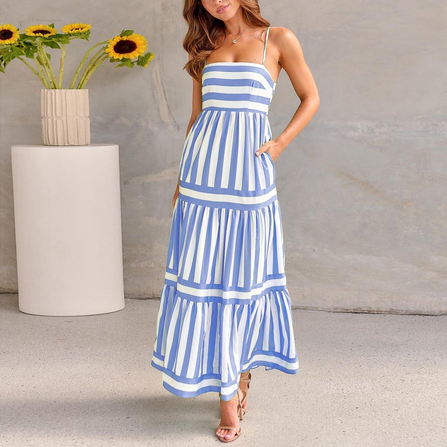 Asher Long Striped Dress - www.Shopthatapp.com