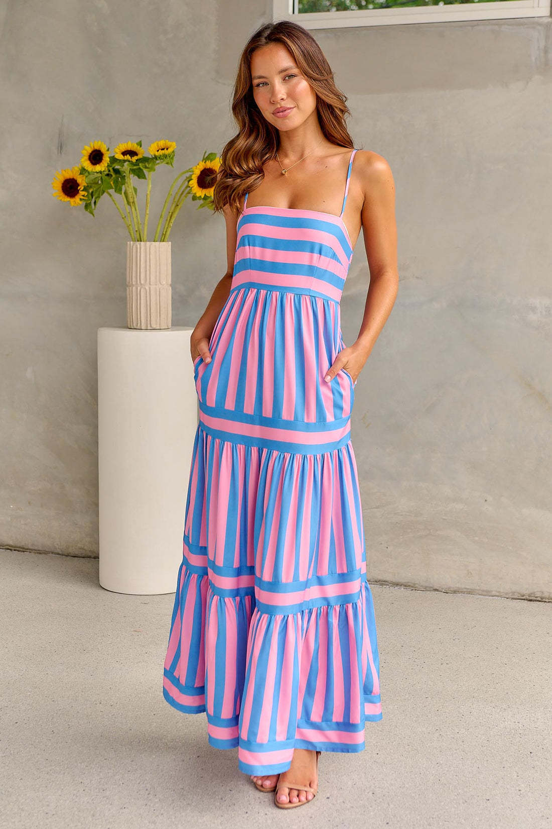 Asher Long Striped Dress - www.Shopthatapp.com