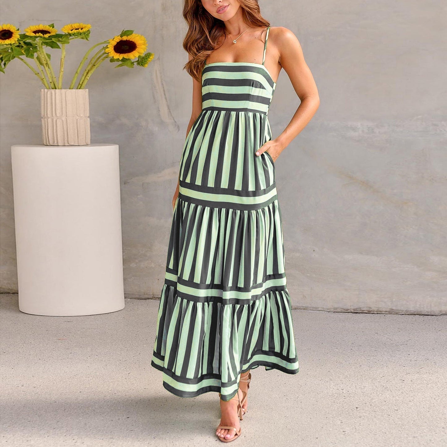 Asher Long Striped Dress - www.Shopthatapp.com