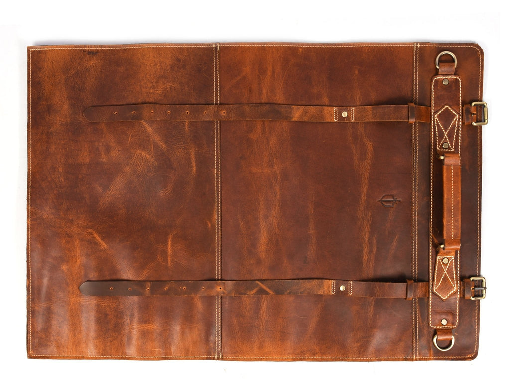 Aurora Leather Knife Roll 10 Slot - Stress Brown - www.Shopthatapp.com