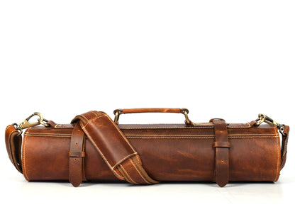 Aurora Leather Knife Roll 10 Slot - Stress Brown - www.Shopthatapp.com