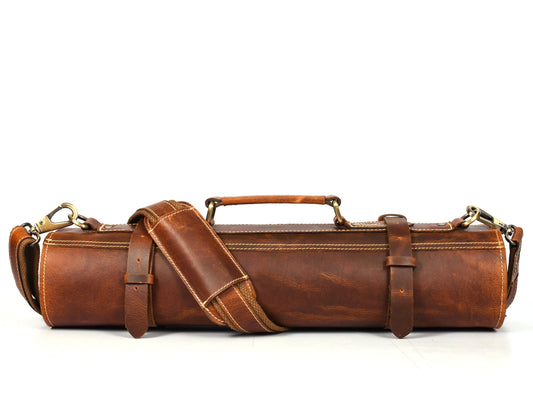 Aurora Leather Knife Roll 10 Slot - Stress Brown - www.Shopthatapp.com