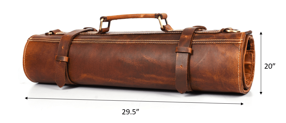 Aurora Leather Knife Roll 10 Slot - Stress Brown - www.Shopthatapp.com
