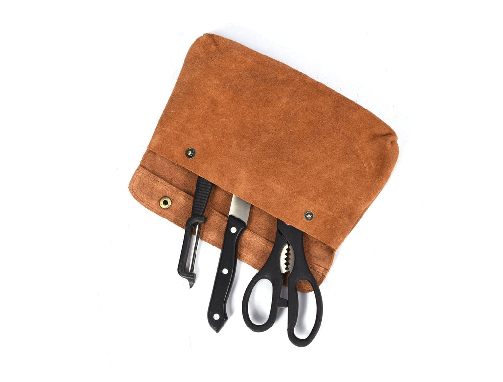 Aurora Leather Knife Roll 10 Slot - Stress Brown - www.Shopthatapp.com
