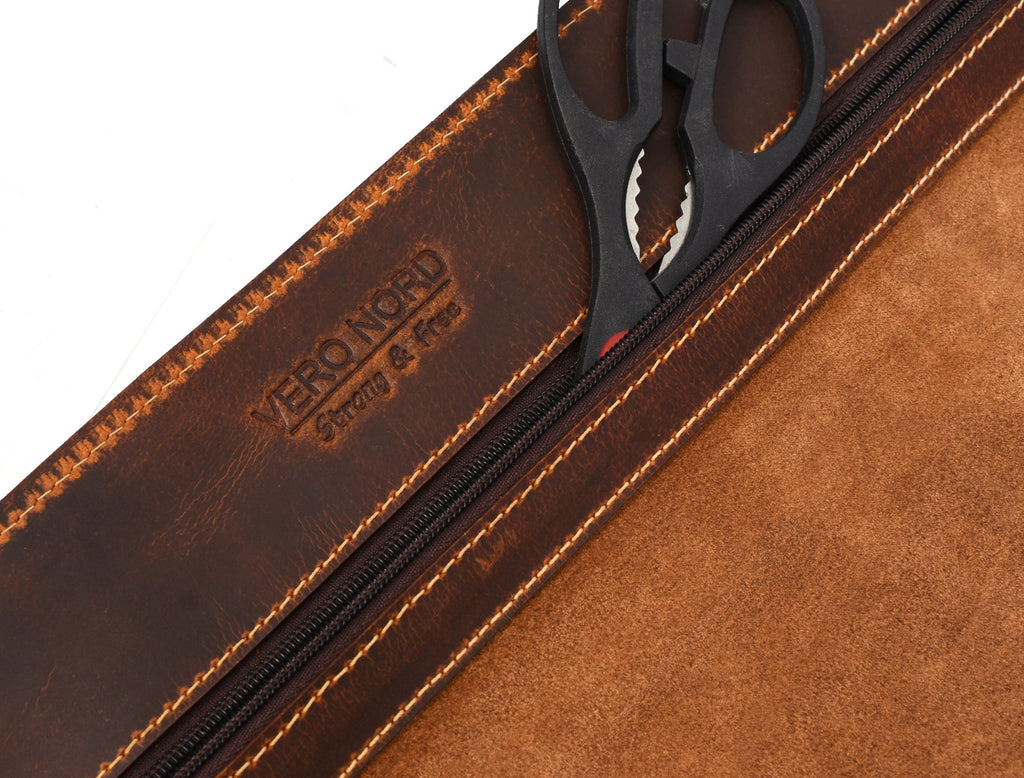 Aurora Leather Knife Roll 10 Slot - Stress Brown - www.Shopthatapp.com
