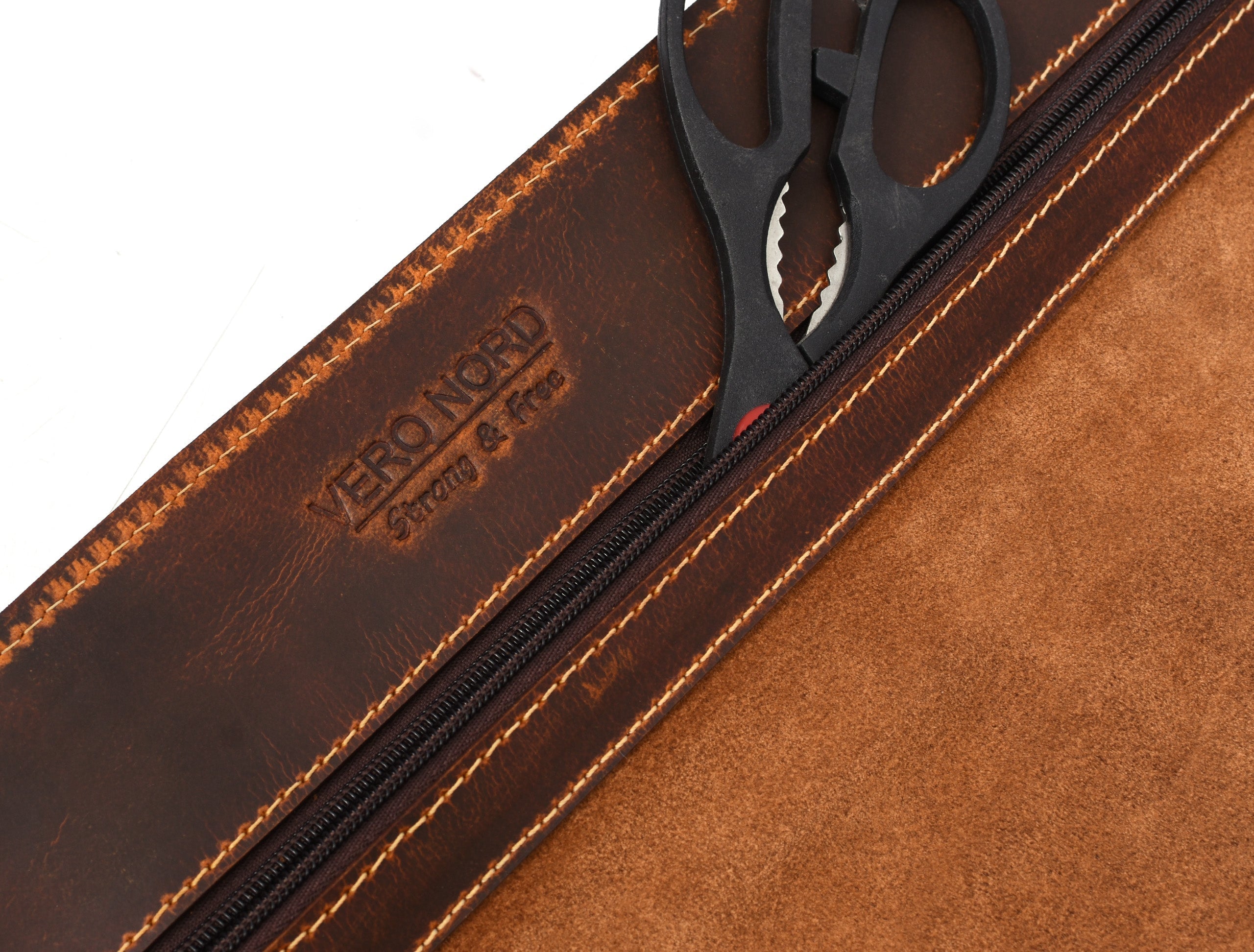 Aurora Leather Knife Roll 10 Slot - Stress Brown - www.Shopthatapp.com
