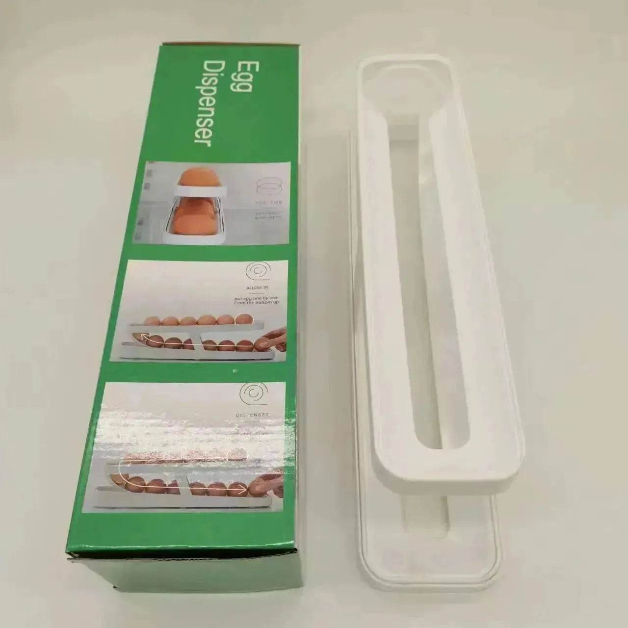 Automatic Scrolling Egg Rack Holder Storage Box Egg Basket Container Organizer Rolldown Refrigerator Egg Dispenser For Kitchen Gadgets - www.Shopthatapp.com