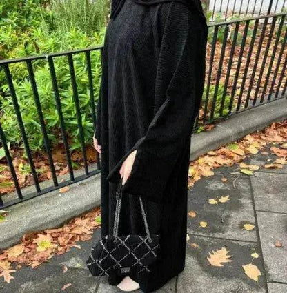 Autumn And Winter Casual Cardigan Abaya Dress for Arab Dubai Turkey Middle East Women - www.Shopthatapp.com