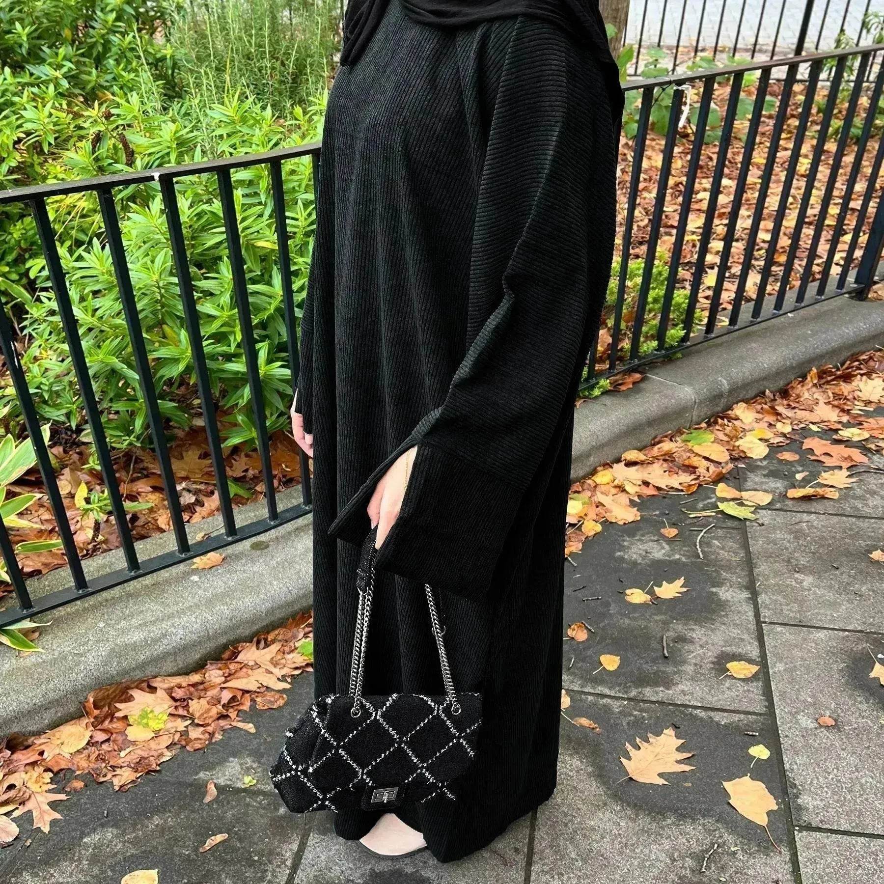Autumn And Winter Casual Cardigan Abaya Dress for Arab Dubai Turkey Middle East Women - www.Shopthatapp.com
