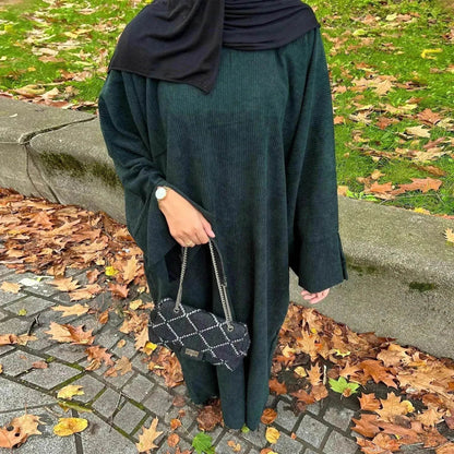 Autumn And Winter Casual Cardigan Abaya Dress for Arab Dubai Turkey Middle East Women - www.Shopthatapp.com