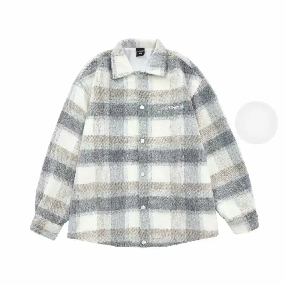 Autumn And Winter New American Retro Contrast Color Check Cardigan Coat Men - www.Shopthatapp.com