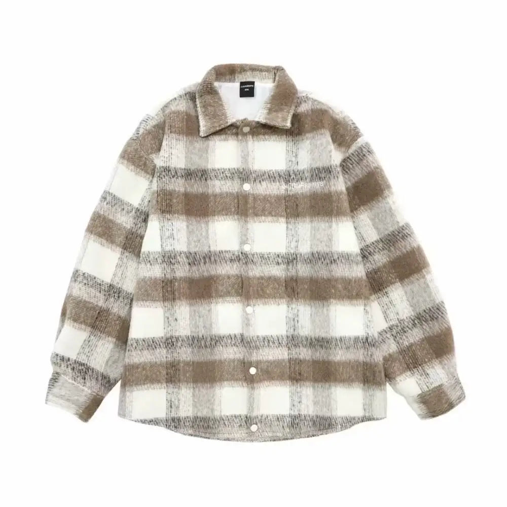 Autumn And Winter New American Retro Contrast Color Check Cardigan Coat Men - www.Shopthatapp.com