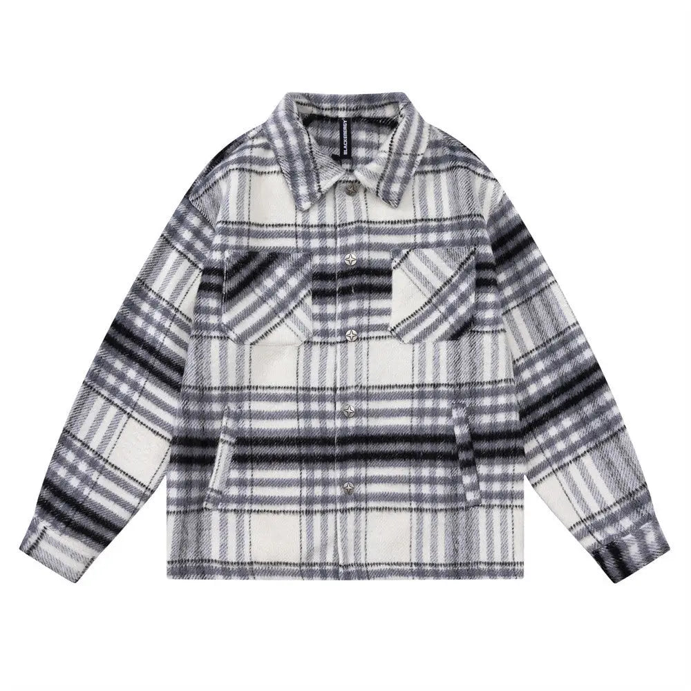 Autumn And Winter Padded Plaid Shirt Coat For Men - www.Shopthatapp.com