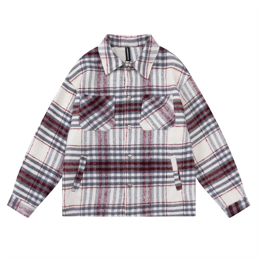 Autumn And Winter Padded Plaid Shirt Coat For Men - www.Shopthatapp.com