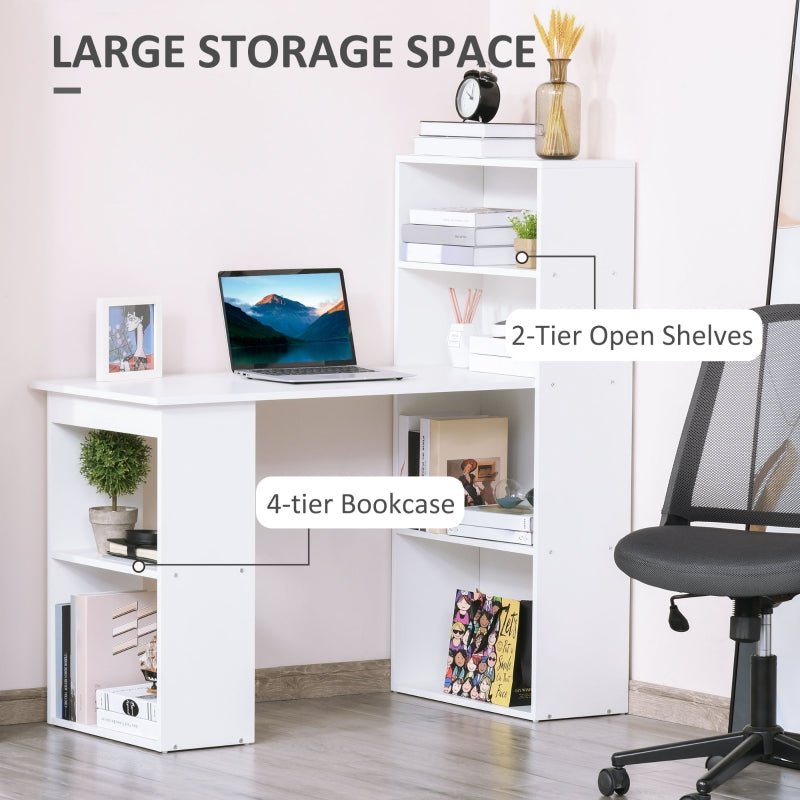 120cm Modern Computer Desk Bookshelf Study Table Workstation PC Laptop Writing Home Office 6 Shelves White - www.Shopthatapp.com