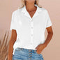 Spring Summer Lapel Cotton And Linen Casual short sleeve Shirt For Women - www.Shopthatapp.com
