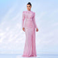 Long Sleeve Round Neck Slim Long Sequined Banquet Dress - www.Shopthatapp.com