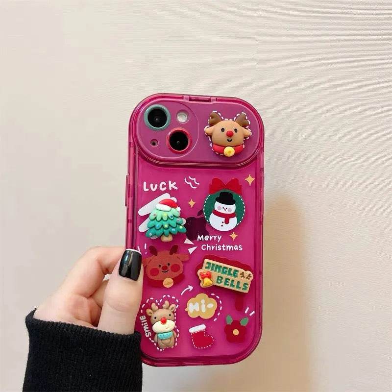 Christmas -Themed Silicone iphone Protective case with pendant girls - www.Shopthatapp.com