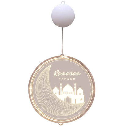 Acrylic Moon Castle Eid Al Fitr Ramadan Hanging Lamp Battery - www.Shopthatapp.com
