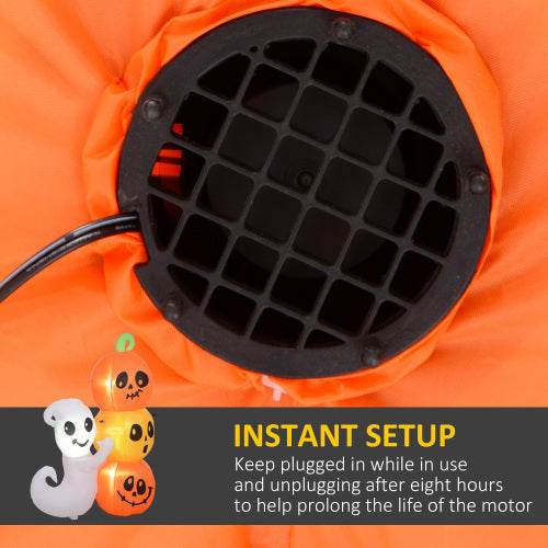 HOMCOM 5ft Inflatable Halloween Decoration Ghost And Pumpkin, Blow Up Outdoor LED Yard Display, Waterproof - www.Shopthatapp.com