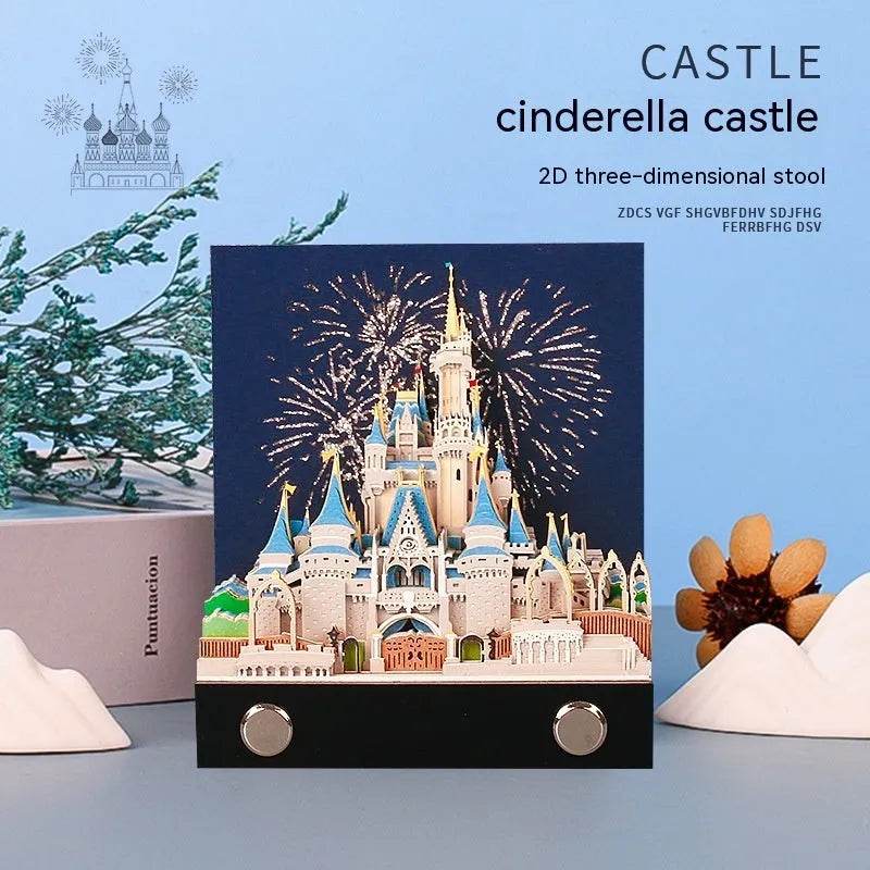 Three-dimensional Note Paper Carving Model Fairy Tale Castle Art - www.Shopthatapp.com