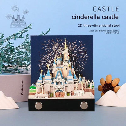Three-dimensional Note Paper Carving Model Fairy Tale Castle Art - www.Shopthatapp.com