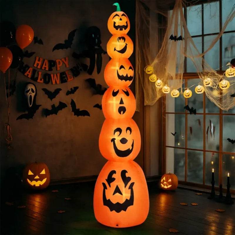 9FT Halloween Inflatable Stacked Pumpkins, Blow Up 6 Pumpkins Inflatable With Built-in LED Lights Outdoor Decorations Large Party Yard Decoration - www.Shopthatapp.com