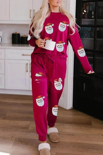 Women's Christmas sweatsuit Sequins Long Sleeve Pants Two-piece Set Fashion Casual Set - www.Shopthatapp.com
