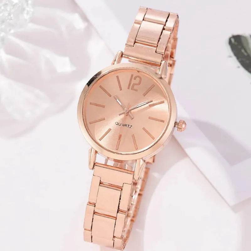 2pcs Narrow Strap Steel Strap Bracelet and  Quartz Watch women - www.Shopthatapp.com