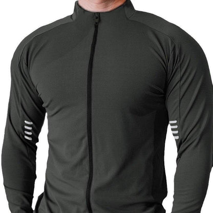 Muscle Fit Long Sleeve Zip Up Quick Drying Sport Workout Gym T-shirt for Men - www.Shopthatapp.com