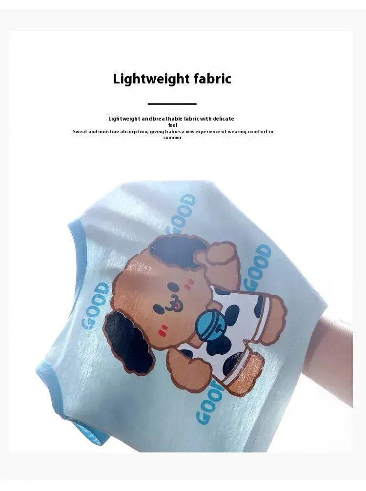 Casual Children's Pure Cotton Cartoon Printed Vest Set Two piece for baby boys - www.Shopthatapp.com