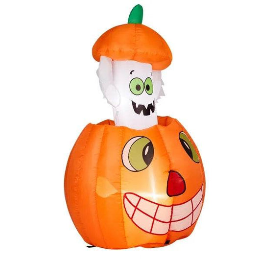 2.8 FT Halloween Inflatables Animated Pumpkin Ghost, Outdoor Decorations Blow Up Yard Decor With Built-in LEDs For Indoor Party Garden Lawn Decor - www.Shopthatapp.com