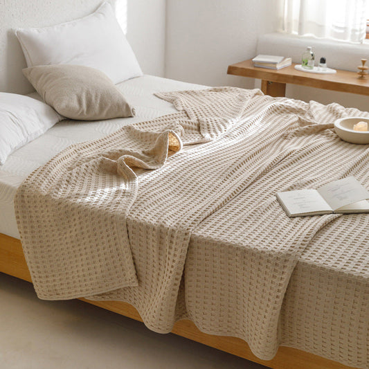 Waffle Cotton Yarn Air Conditioner Summer Cooling Duvet Solid Color Dormitory Comforter - www.Shopthatapp.com