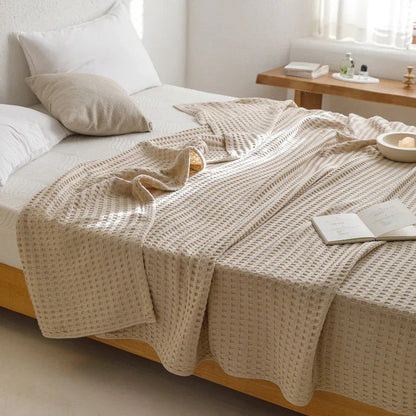 Waffle Cotton Yarn Air Conditioner Summer Cooling Duvet Solid Color Dormitory Comforter - www.Shopthatapp.com