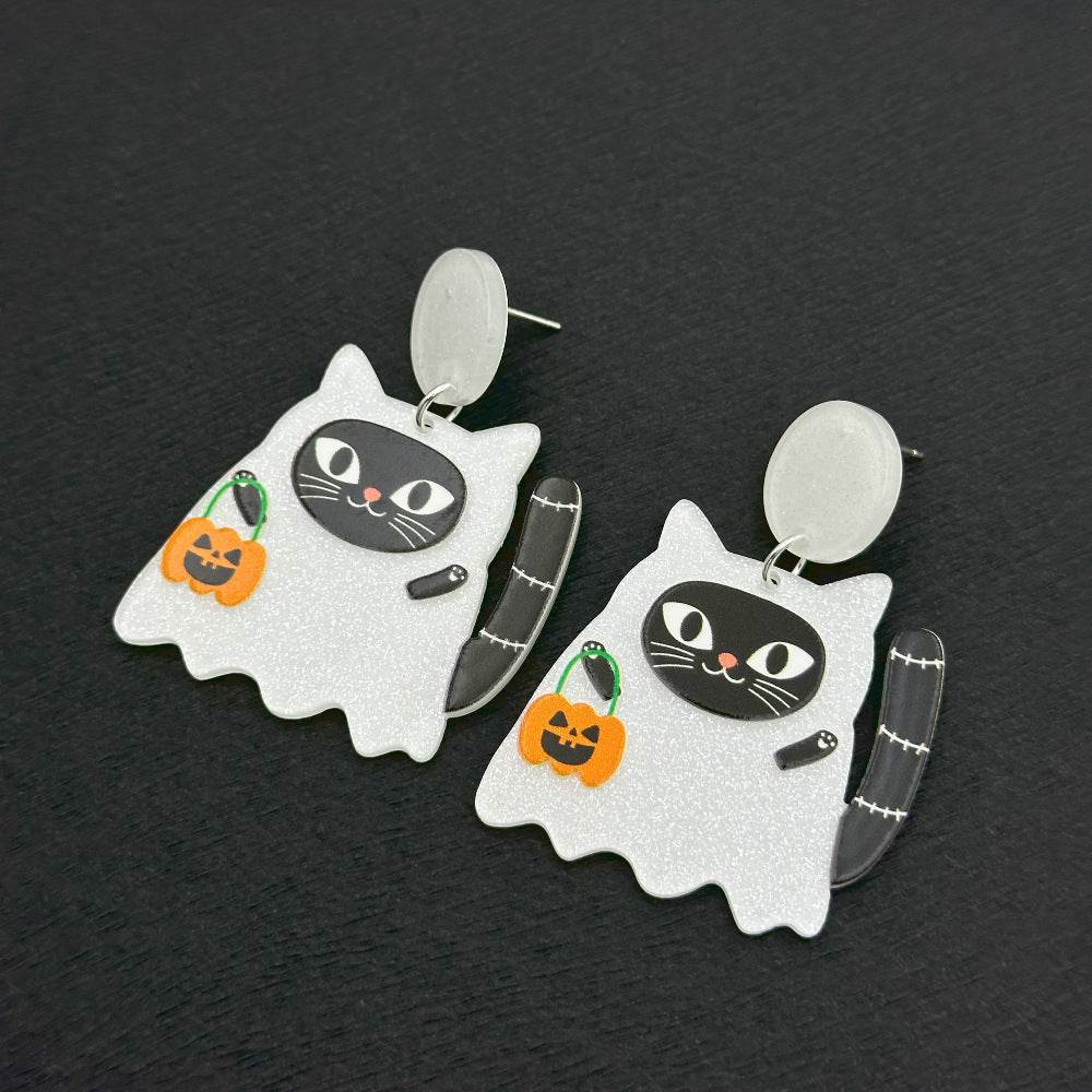 Halloween Day Ornament Colorful Ghost Eyes Funny Acrylic Earrings For Women - www.Shopthatapp.com
