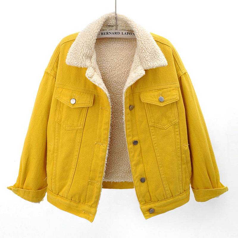 Lamb Wool Thickened Plus Velvet Denim Jacket Women - www.Shopthatapp.com