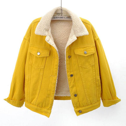 Lamb Wool Thickened Plus Velvet Denim Jacket Women - www.Shopthatapp.com