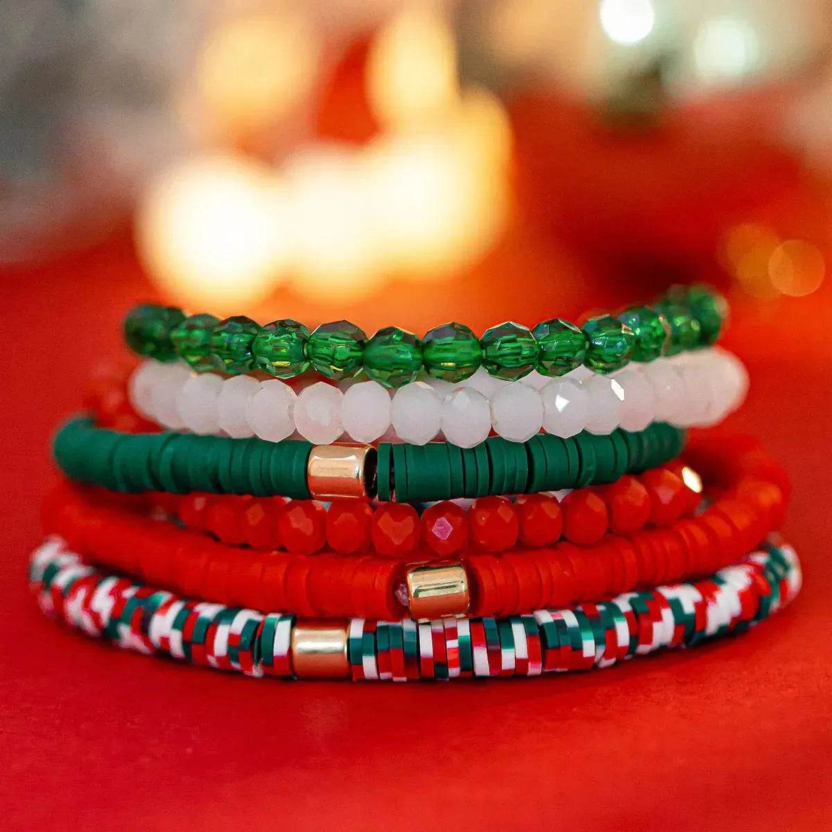 Christmas Polymer Clay Color Bracelet set  Xmas gift idea - www.Shopthatapp.com