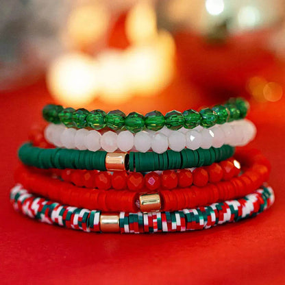 Christmas Polymer Clay Color Bracelet set  Xmas gift idea - www.Shopthatapp.com