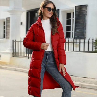 Mid Length Cotton Padded Hoodie Puffer Winter Jacket for women - www.Shopthatapp.com
