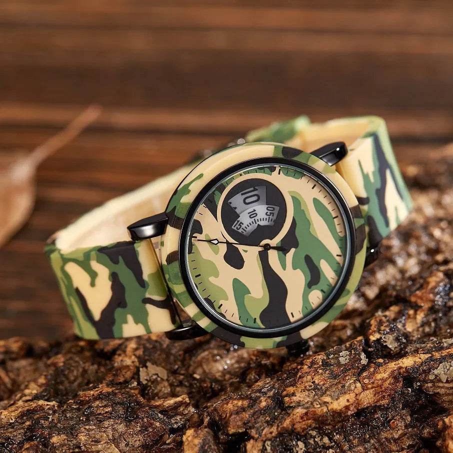 Camouflage Watch Student Sports Double Display Fashion Silicone Strap - www.Shopthatapp.com