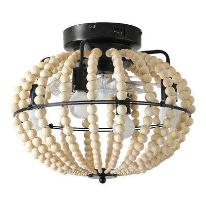 Beaded Fan Lamp Wooden Beaded Chandelier Oak White - www.Shopthatapp.com