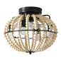 Beaded Fan Lamp Wooden Beaded Chandelier Oak White - www.Shopthatapp.com
