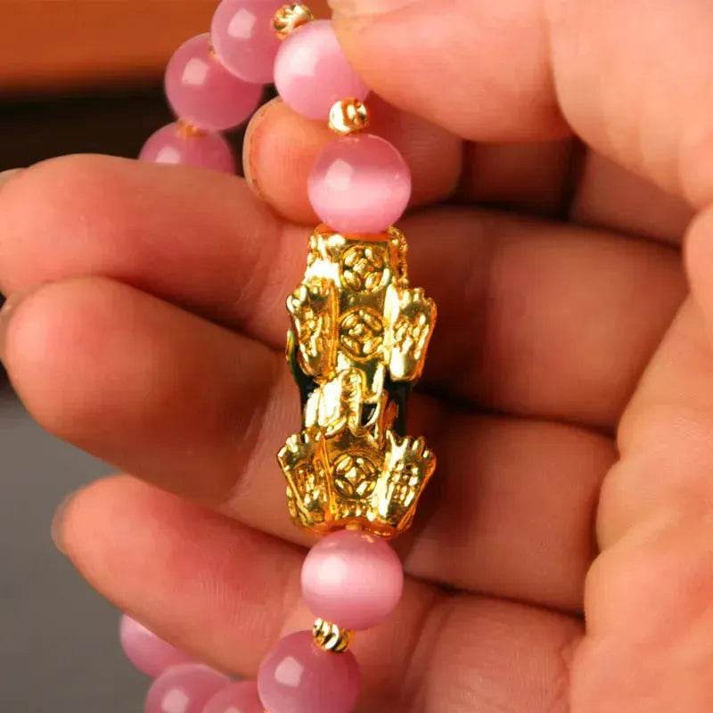 3D Gold Plated PiXiu Crystal Beaded Bracelet - www.Shopthatapp.com