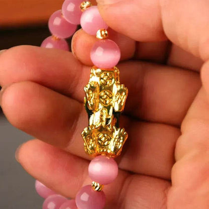 3D Gold Plated PiXiu Crystal Beaded Bracelet - www.Shopthatapp.com