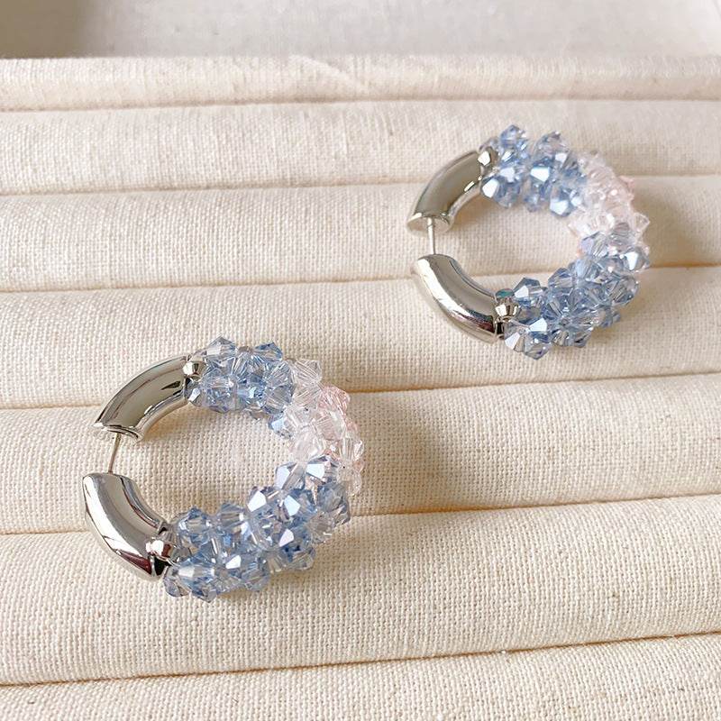 Colored Beaded Earrings Copper White Gold Plated - www.Shopthatapp.com