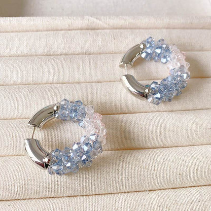 Colored Beaded Earrings Copper White Gold Plated - www.Shopthatapp.com