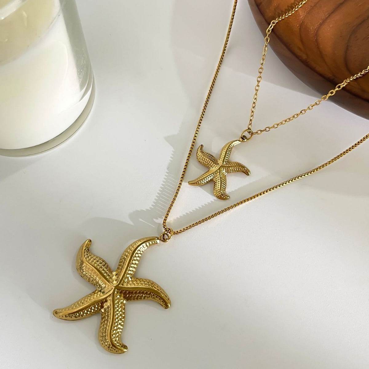 Women's necklace - Stainless Steel Starfish Conch Necklace - www.Shopthatapp.com