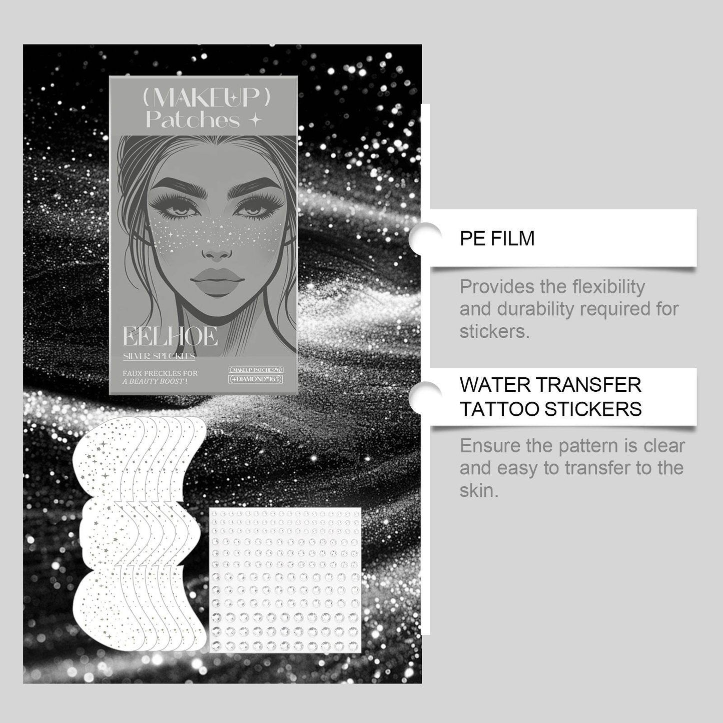 Glitter freckles - Speckles Makeup Patches  - Easy Freckles - www.Shopthatapp.com